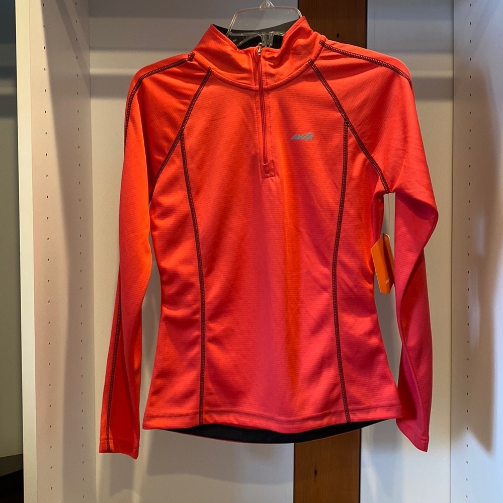 Avia Quarter Zip Running Top Moisture Wicking Teaberry Black Size S NWT